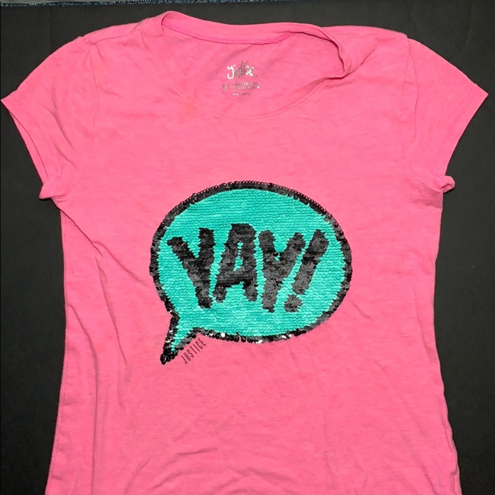 Justice Flip Sequin Tee, Pink, Size 8